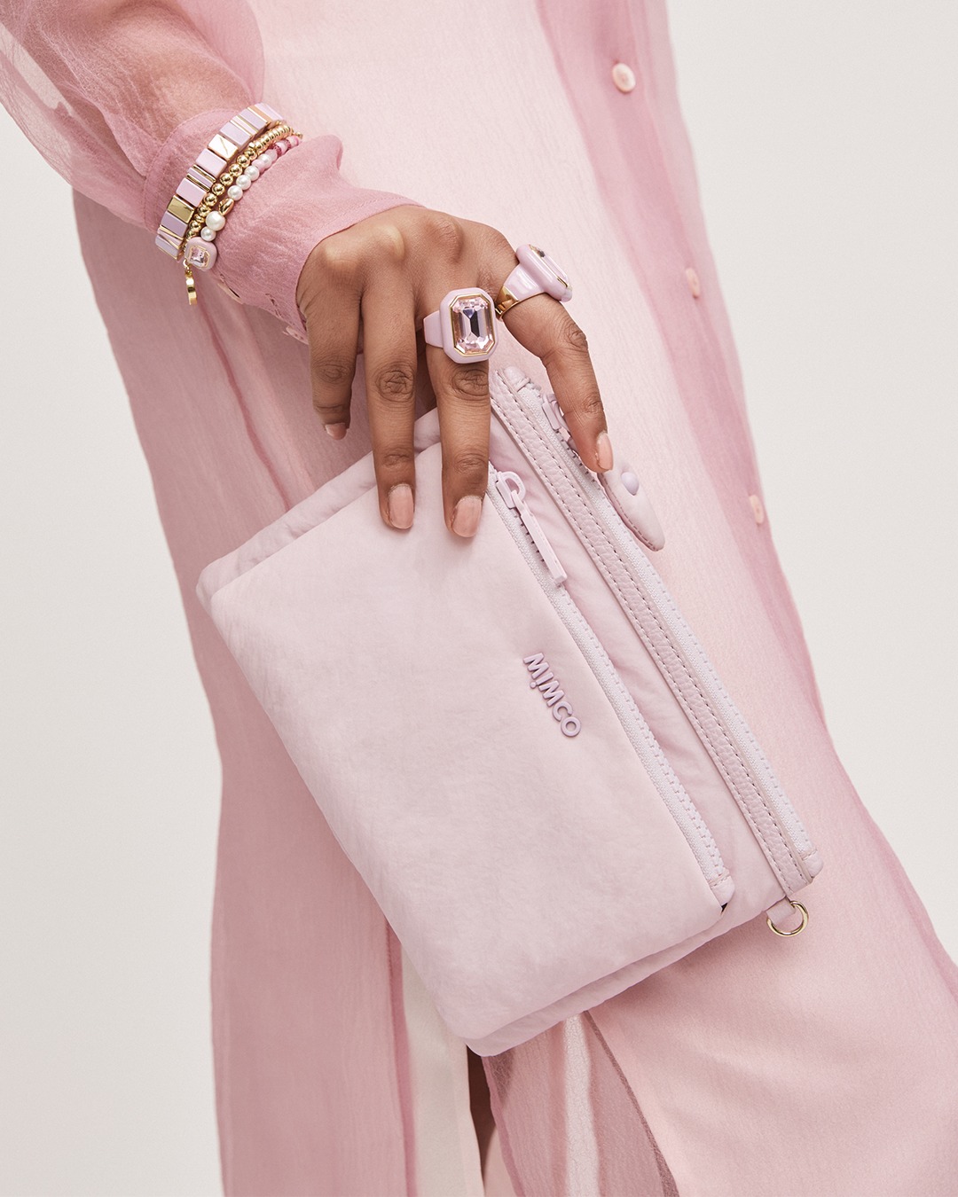 Mimco 2024 pink clutch